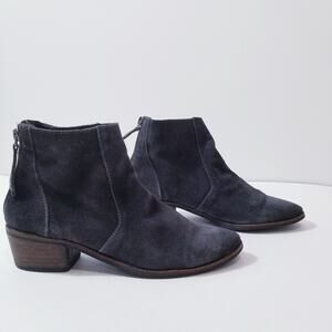 Dolce Vita Gray Suede KAT Ankle Boots Back Zip Low Block Heels